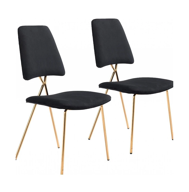 Set of Two Open Back Velvet Dining Side Chairs for Home or Kitchen