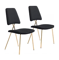 Set of Two Open Back Velvet Dining Side Chairs for Home or Kitchen