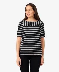 Cable & Gauge Women's Stripe Boatneck Top