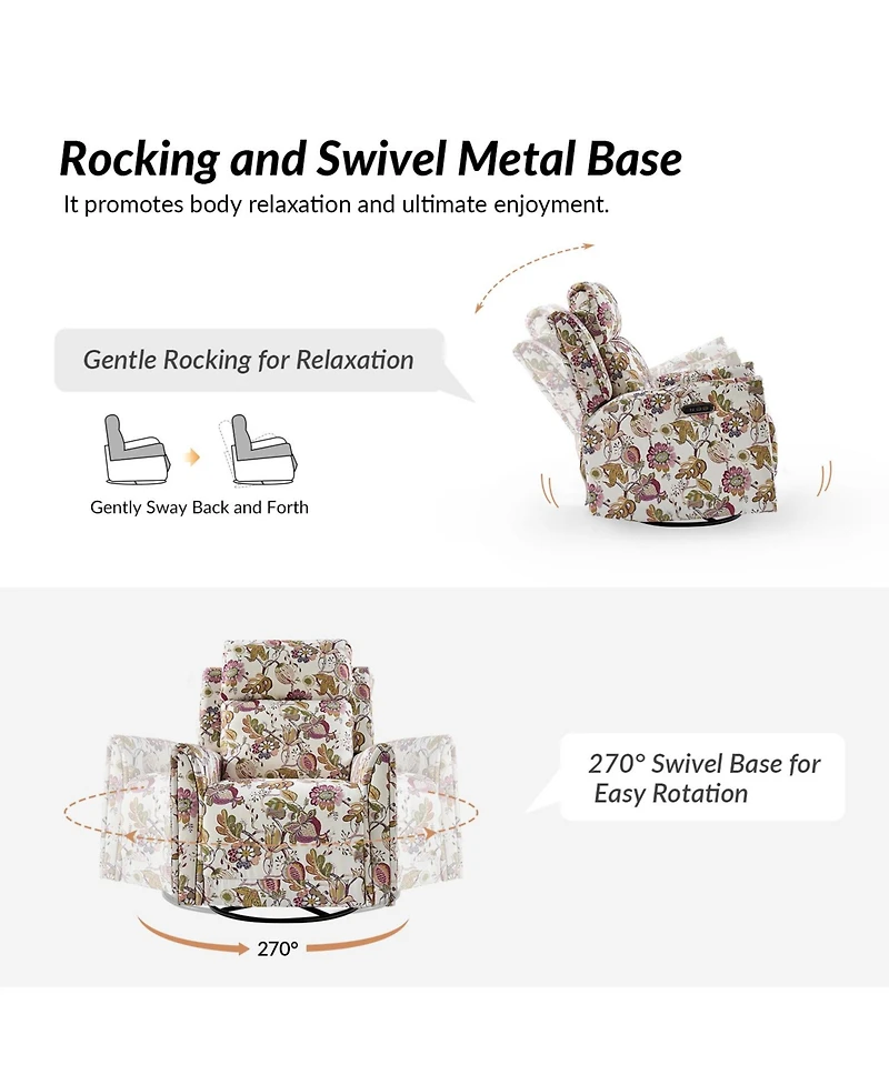 Alfons Swivel And Rocker Power Recliner With Headrest