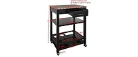 Kings Brand Furniture Faux Marble with Wood Kitchen Buffet Serving Cart, Black Finish