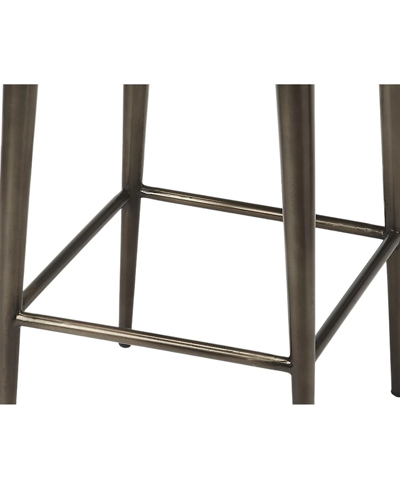 Industrial Backless Counter Height Chair with Wood Seat and Iron Frame