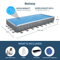 Bestway Power Steel 24' x 12' x 52" Rectangular Above Ground Swimming Pool Set