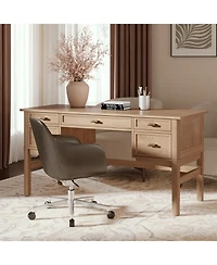 Mid-century Modern Jessy 56" Rectangular Desk with Solid Wood Legs