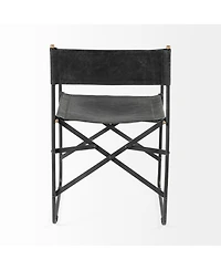 Metal Frame Dining Arm Chair with Leather Seat and Open Back Design