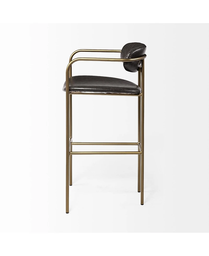 Faux Leather And Steel Bar Height Bar Chair