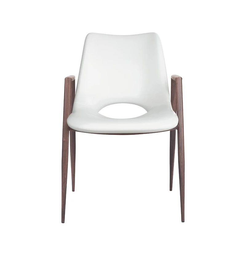 Set of 2 Upholstered Faux Leather Dining Chairs with Armrests and Open Back