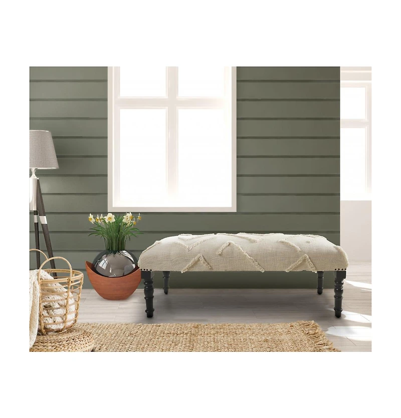 Decorative Upholstered Bench with Sculptural Legs for Hallway or End of Bed