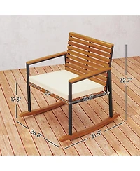 Outsunny 2PCS Outdoor Rocking Chair, Wooden Outdoor Rockers,