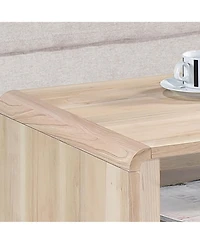 Kings Brand Furniture Nathan Mid Century Modern Coffee Table with Storage Shelf, Oak/Black (Coffee Table)