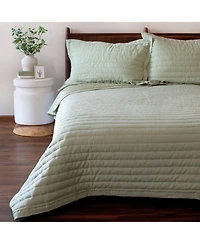 French Linen Channel Stitch Quilt & Sham Set - King/Cal King