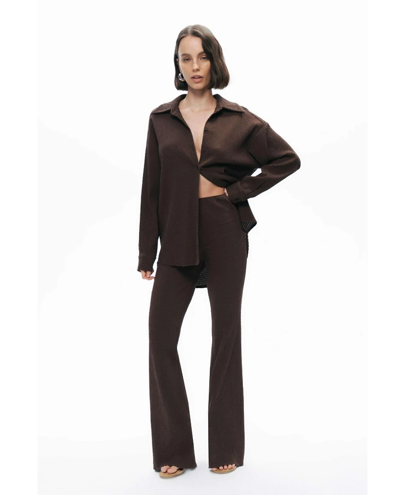 Nocturne Women's Crumpled Fabric Draped Shirt