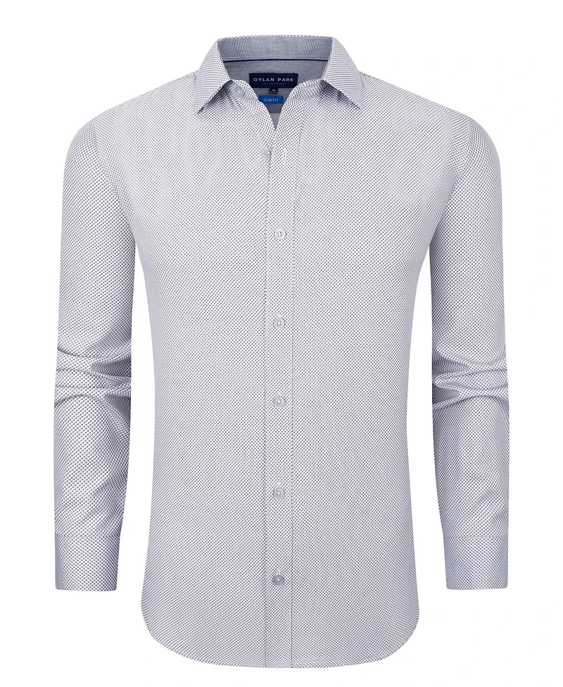 Dylan Park Men's Four Way Stretch Plaid Button Down Dress Shirt