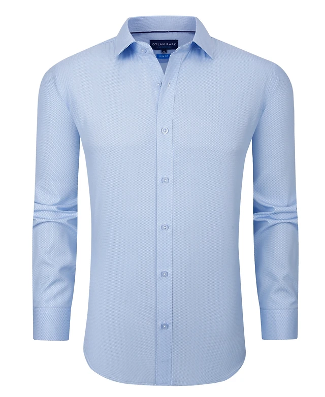 dylan park dress shirt Dylan Park Men's Slim-Fit Performance Four-Way Stretch Dress Shirt - White Solid
