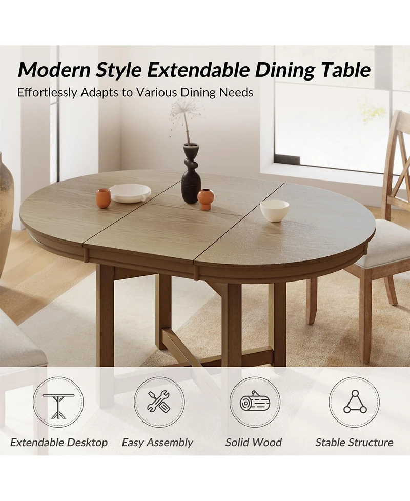 Pedro Modern Solid Wood Extendable Dining Table
