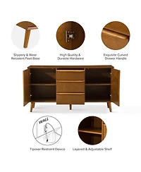 MId-century Modern Victor 57"Wide 3 Drawer Sideboard