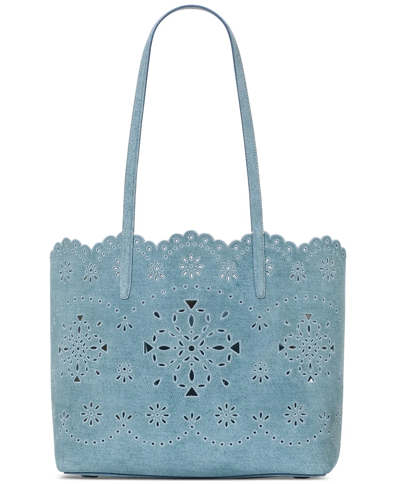 kate spade new york Do It All Spade Flower Perforated Denim Large Tote Bag