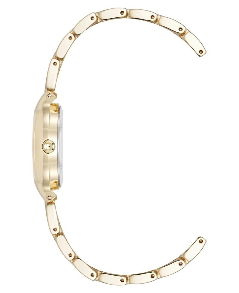 Anne Klein Women's Quartz Delicate Crystal Accented Black Dial Gold-Tone Alloy Metal Watch, 28mm