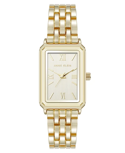Anne Klein Women's Quartz Rectangular Estate Gold-Tone Metal Alloy and Champagne Dial Watch, 25mm