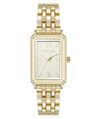 Anne Klein Women's Quartz Rectangular Estate Gold-Tone Metal Alloy and Champagne Dial Watch, 25mm