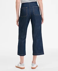Tommy Hilfiger Women's Wide-Leg No-Waistband Cropped Denim Jeans