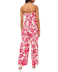 CeCe Women's Strapless Smock-Back Wide-Leg Jumpsuit
