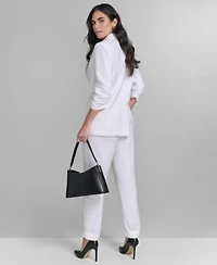 Calvin Klein Womens Linen Blend One Button Blazer Slim Leg Pants