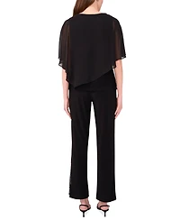 Msk Women's Beaded Overlay Split-Sleeve Top