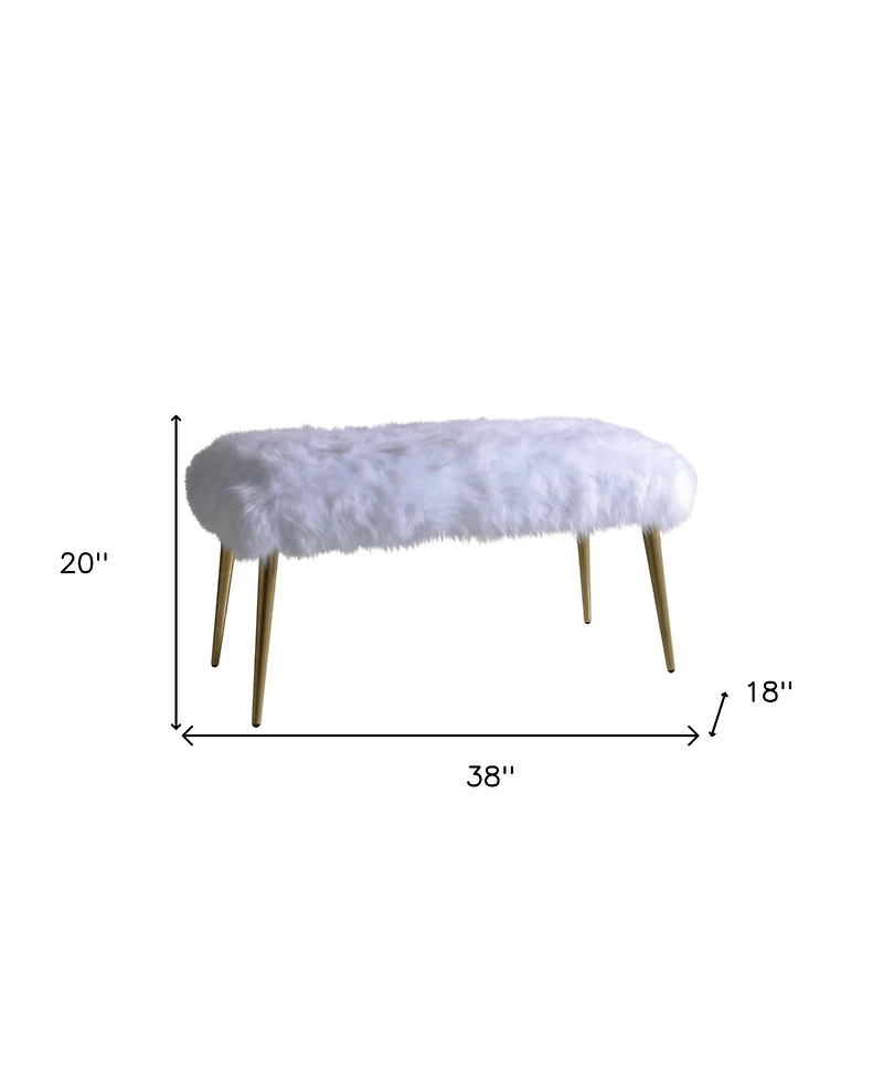 Plush Upholstered Faux Fur Bench – Modern Accent Seating for Bedroom or Entryway