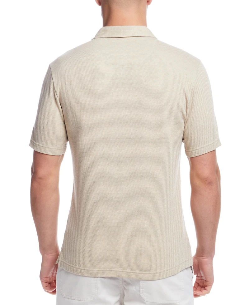 Weatherproof Vintage Men's Short Sleeve Waffle Polo Shirt