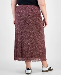 Hippie Rose Trendy Plus Size Pull-On Mesh Midi Skirt