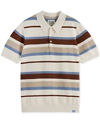 Scotch & Soda Men's Short Sleeve Knit Striped Polo Shirt