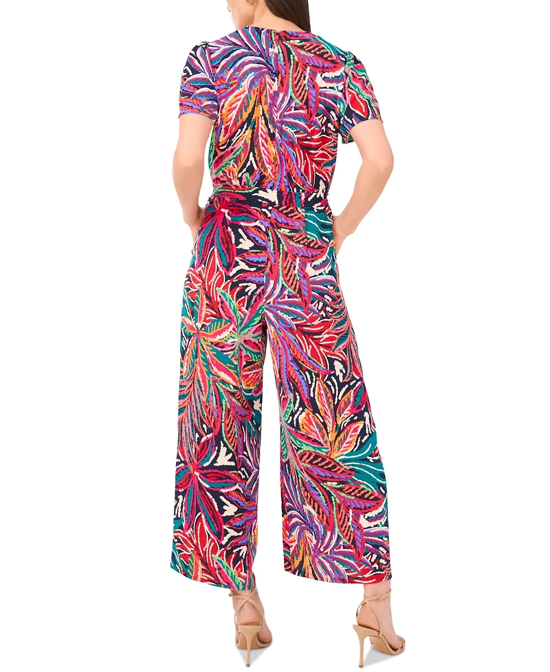 Vince Camuto Women's Printed V-Neck Wide-Leg Jumpsuit