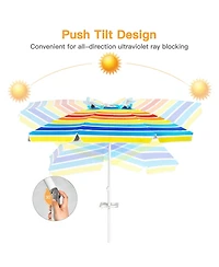 Gymax 7.2ft Beach Umbrella Outdoor Patio Garden w/ Carrying Bag Sand Anchor