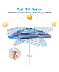 Gymax 7.2ft Beach Umbrella Outdoor Patio Garden w/ Carrying Bag Sand Anchor