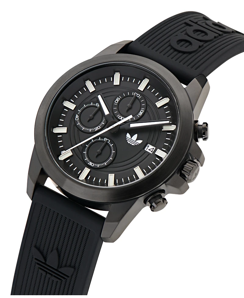 adidas Unisex Chronograph Date Black Silicone Watch, 43mm