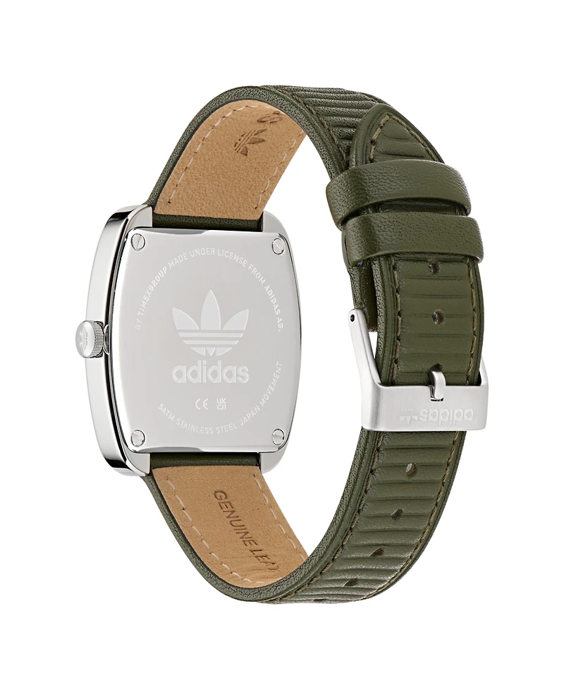 adidas Unisex Analog Green Leather Watch, 37mm