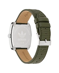 adidas Unisex Analog Green Leather Watch, 37mm