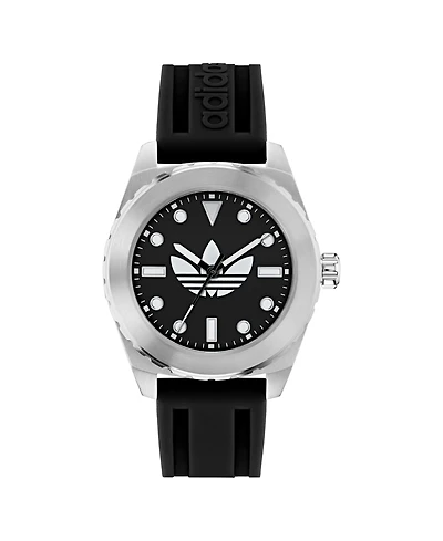 adidas Unisex Analog Black Silicone Watch, 44mm