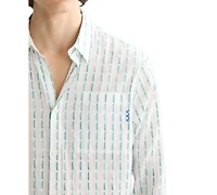 Scotch & Soda Men's Long Sleeve Voile Dash Print Button-Front Shirt