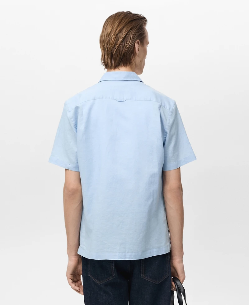 Mango Men's Short Sleeve Linen-Blend Shirt