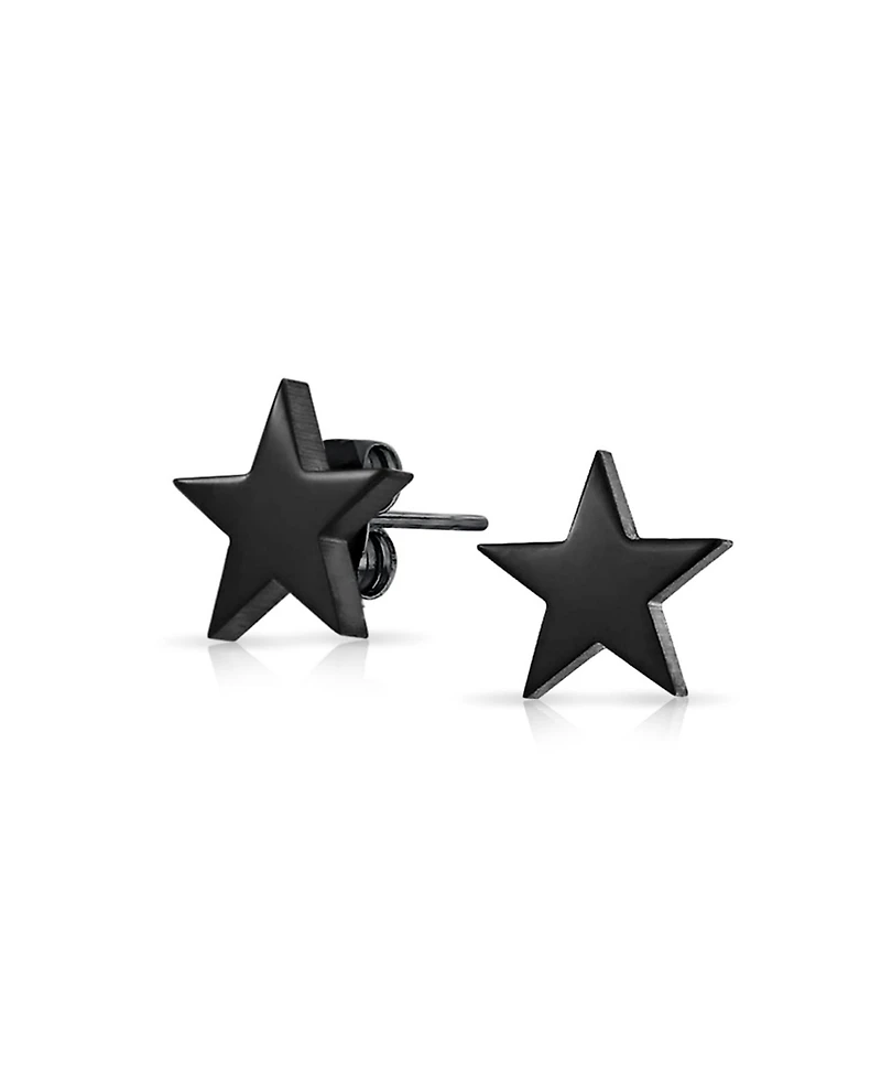 Bling Jewelry Set of 2 Patriotic Celestial Rock Star Stud Earrings Black Plated Steel 10MM