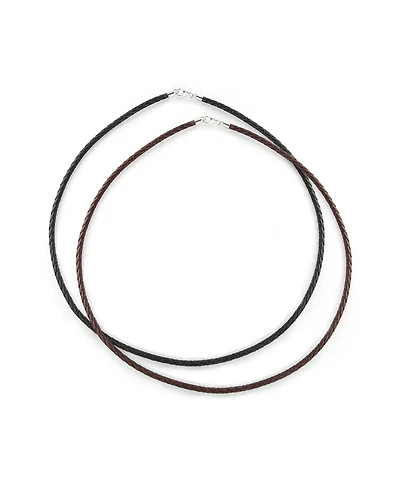 Bling Jewelry Set of 2 Black Brown Leather Braided Cord Necklace