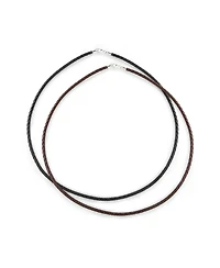 Bling Jewelry Set of 2 Black Brown Leather Braided Cord Necklace