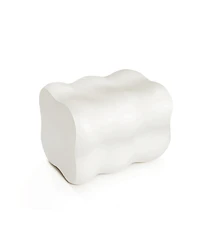 LuxenHome White MgO Modern Curves Square 18.5-Inch Tall Side Table, Indoor and Outdoor