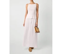 WeWoreWhat Women's Tie Waist Linen Skirt