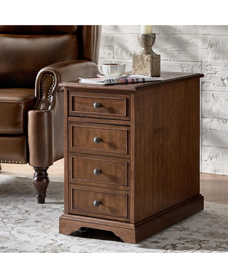 Traditional Mattew End Table with Storage and Built-In Outlets