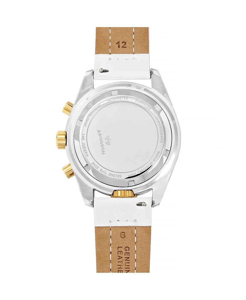 Abingdon Co. Women's Jordan Chronograph Multifunctional Champagne Leather Strap Watch, 40mm