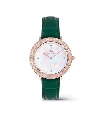 Daniel Wellington Women's Analog Green Leather Watch, 32mm