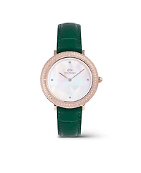 Daniel Wellington Women's Analog Green Leather Watch, 32mm